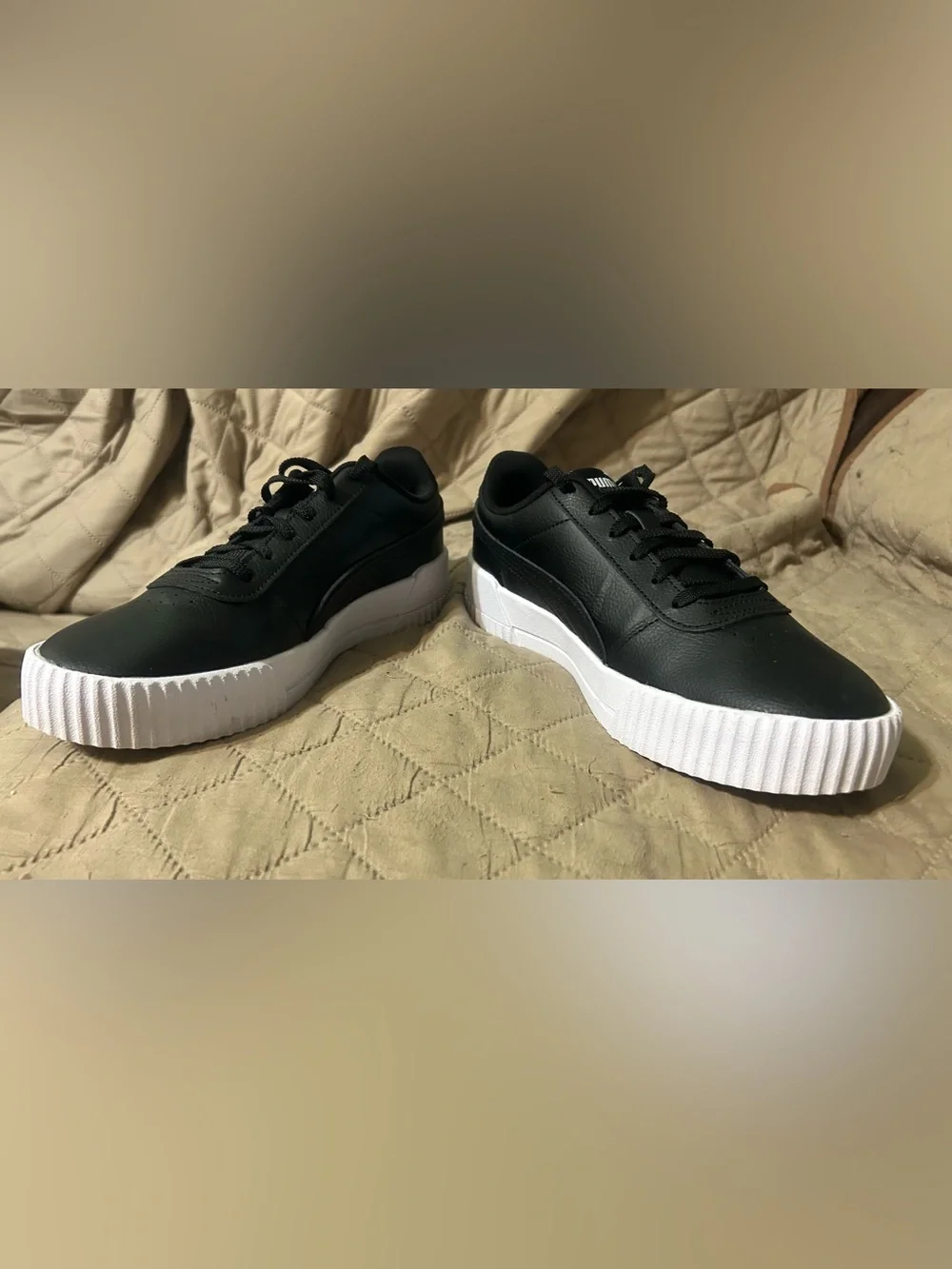 PUMA Carina 2.0 Black White Platform Sneakers Women's Size 10